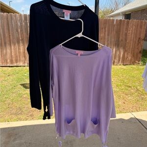 Lilly Pulitzer XS Black and Lavender 2 Tops